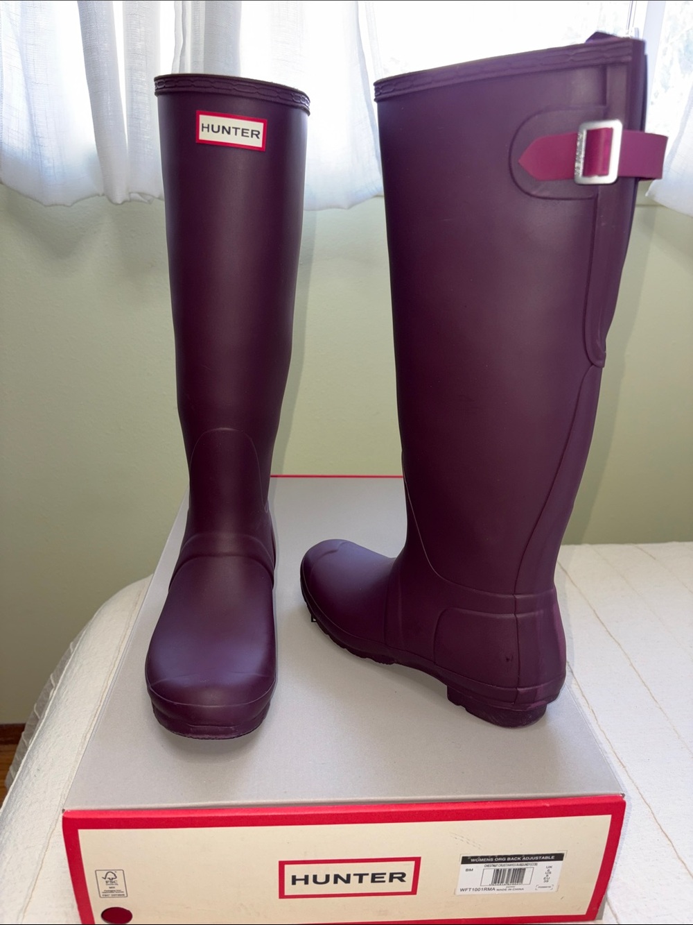 Hunter Original Back Adjustable Rain Boots- Chestnut Crust/Hayes Burgundy